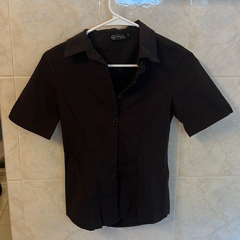 Black collared button down shirt